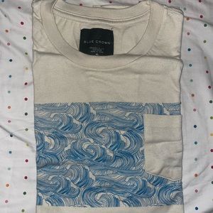 Mens Cream and blue shirt